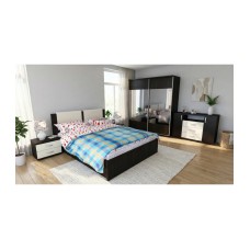 Dormitor Laguna cu pat 160x200 cu 2 sertare Wenge cu Vanilie